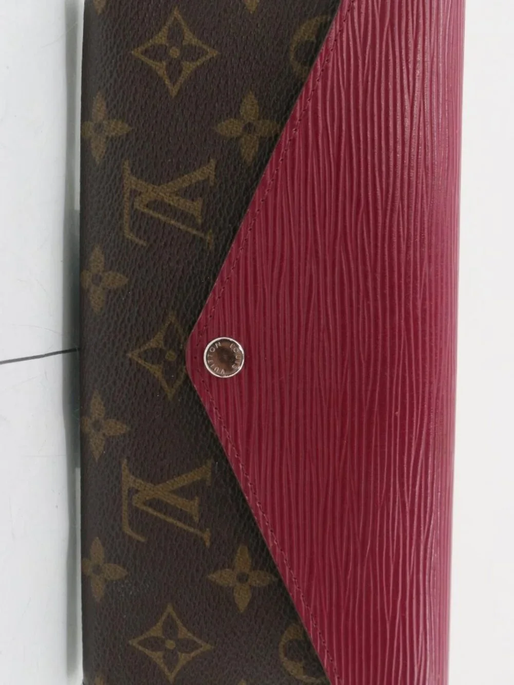 Louis Vuitton Brown Monogram and Burgundy Leather Bifold Wallet